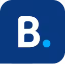 Booking.com logo: white capital B and a light blue dot on a dark blue rounded square background.